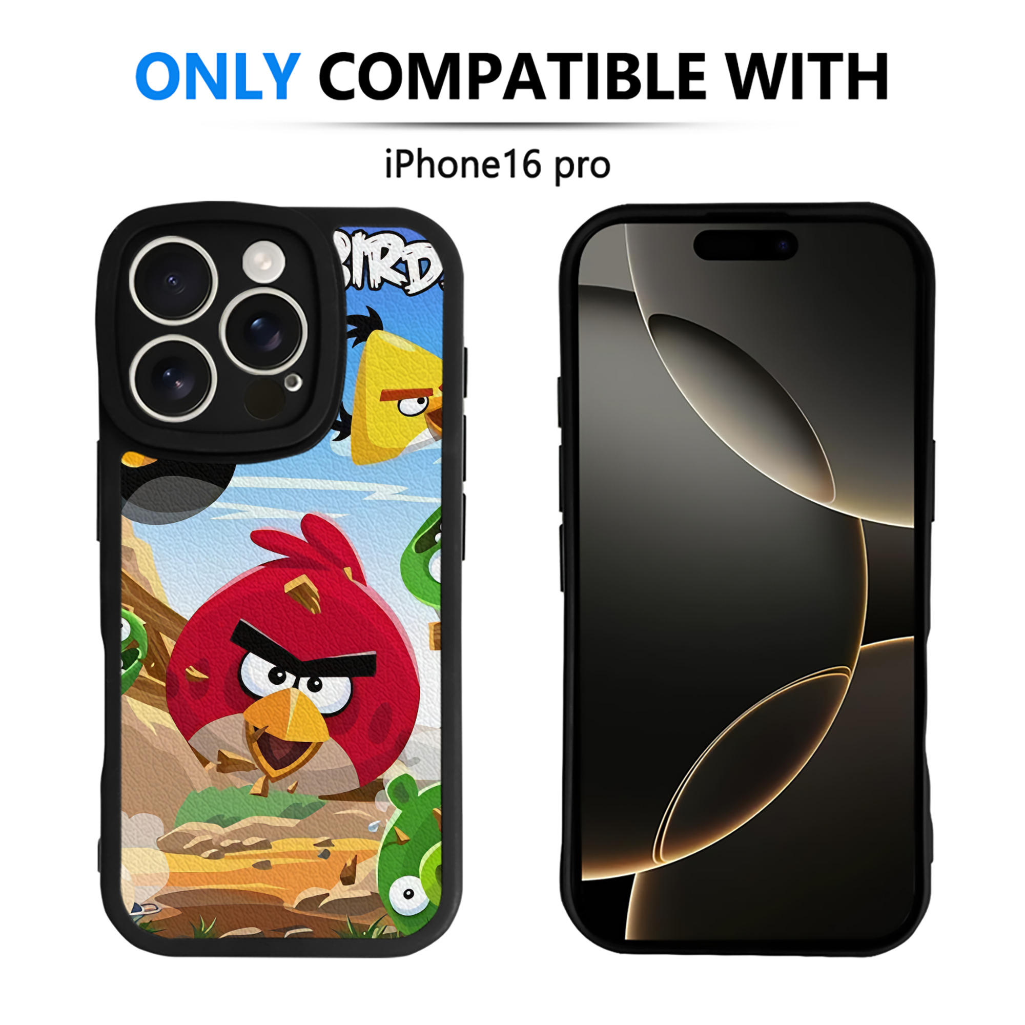 （画像用） Angry Birds アングリーバード 【iPhone 16シリーズ対応】シリコンスマホケース（レザー調） 材質：シリコン
